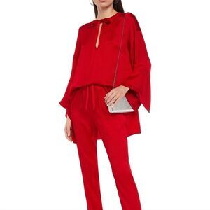 Roland Mouret Ciro Hammered Silk Blouse Size Small